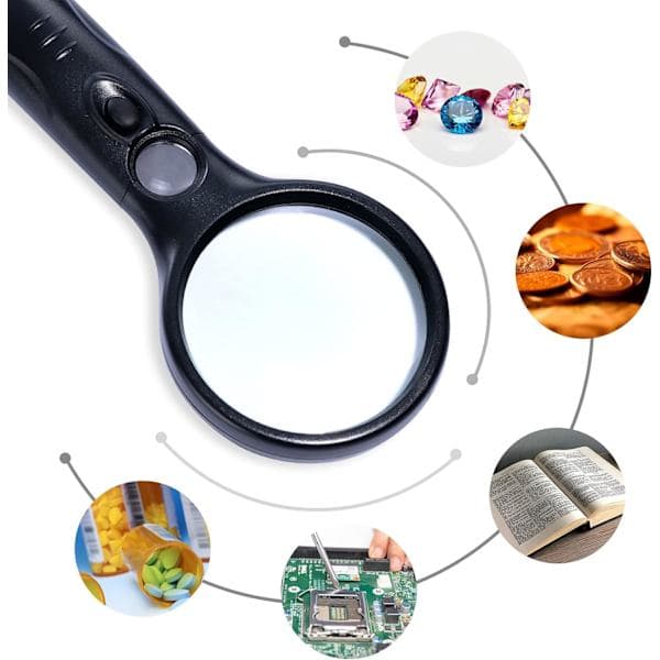 Suurennuslasi valolla (musta) 3 LED-valolla, 3x suurennus[PL]