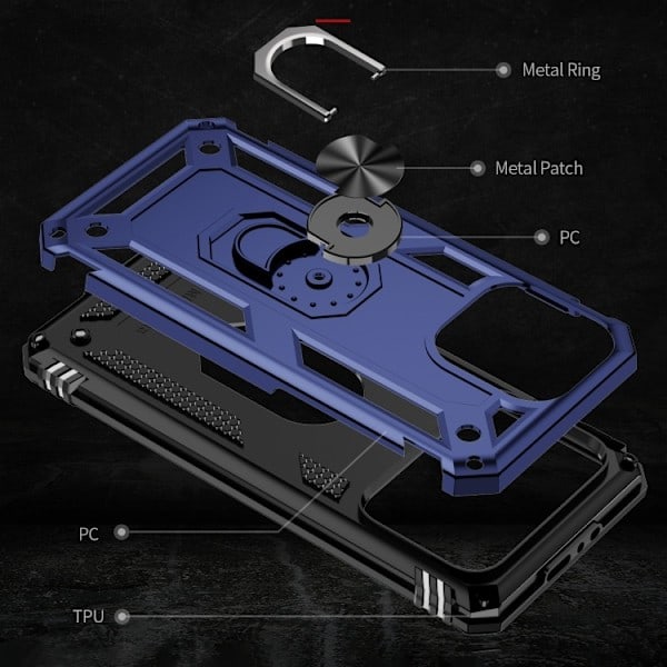 iPhone 15 Pro Deksel Hybrid Armor Ring Blå