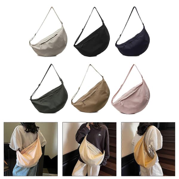Crescent Väska Casual Axelväskor med Justerbar Rem Multi Ficka Sling Väska Trendiga Dumpling Väskor Kvinnor Grön Grön Green