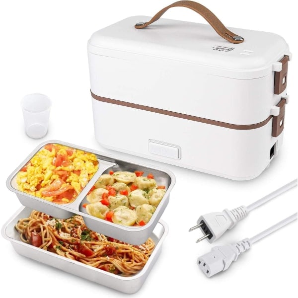 Elektrisk matlåda, uppvärmd Bento-låda för vuxna, 2-lagers självuppvärmande matlåda, matvärmare
