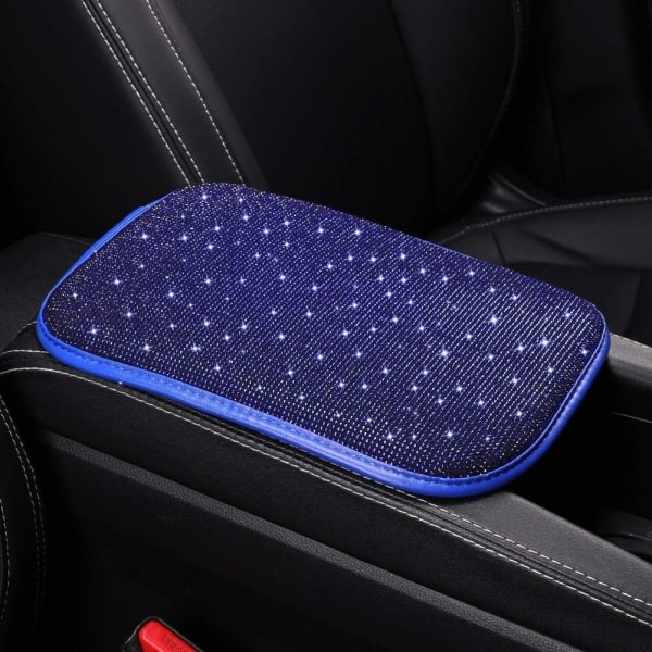 Bilarmstödsöverdrag för dammode, mjuk sammet och diamantdesign glitter strass auto mittkonsolskydd