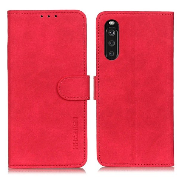 Sony Xperia 10 III - KHAZNEH Retro Nahkakotelo - Punainen Punainen
