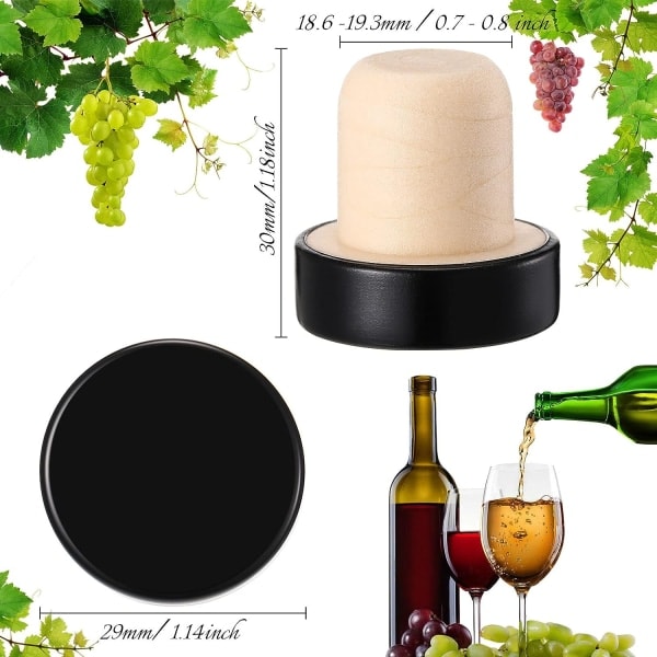 T-formade vinkorkar, återanvändbara vinkorkar, tätningskorkar, korkar, 24 stycken, svart