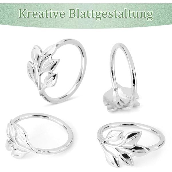 16 stk Sølv Servietringer, Metall Servietspenner, Blad Servietringer, Elegante Servietringer, Servietringer for Familiemiddag, Hjeminnredning