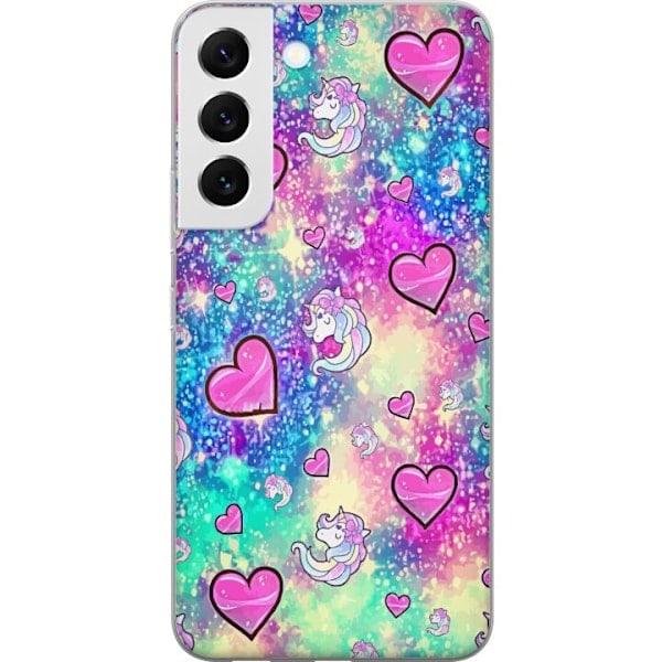 Samsung Galaxy S22 5G Gennemsigtigt Cover Enhjørning og hjerte