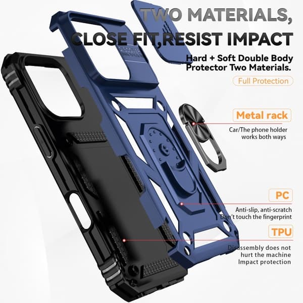 iPhone 16 Pro Deksel CamShield Ring Hybrid Blå