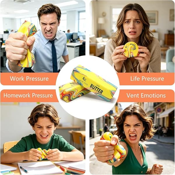 4-pack squishy smörsticka - långsam resning - regnbågsfidgetleksak