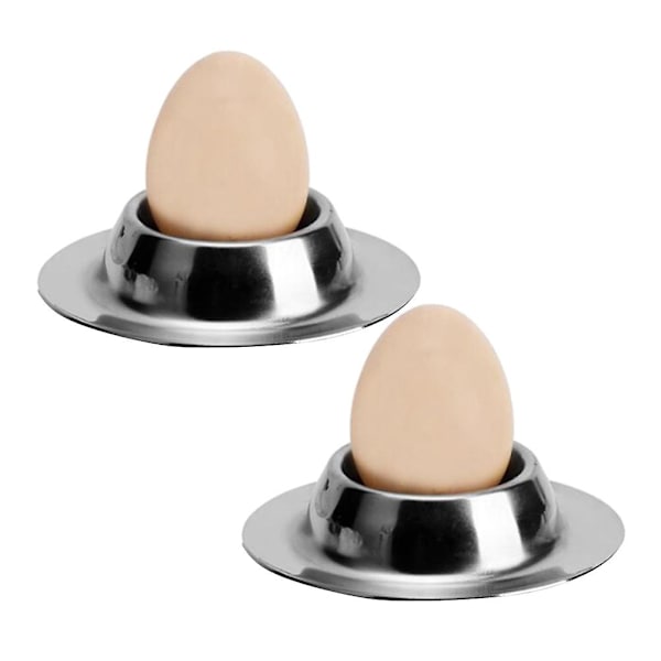 2 stk. Eggholder i rustfritt stål, kokt eggstativ, kjøkkenverktøy for frokostbrunsj (eggebase)