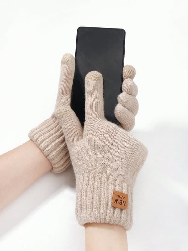 Unisex isolerede handsker, beige - tykt fleecefor, varme, til efterår/vinter pendling