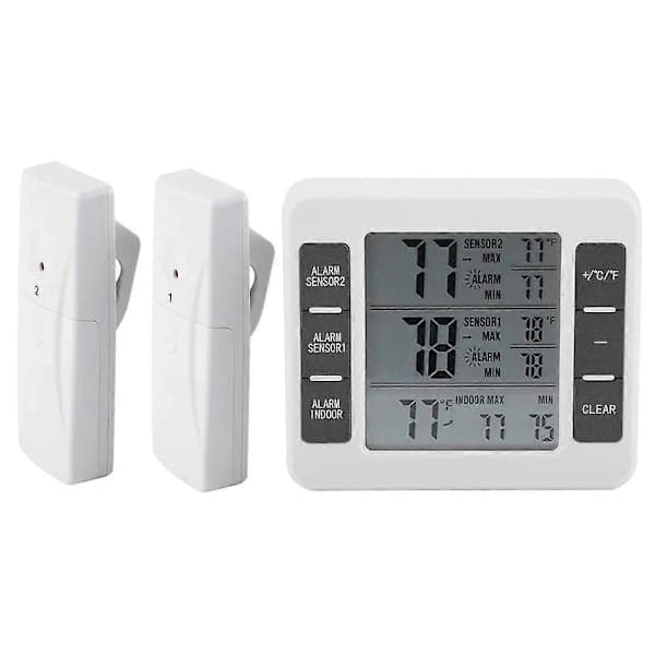 {PL}ZK- Kylskåpstermometer Digitalt Larm Hörbart Larm med Trådlös Sensor Min/Max Display