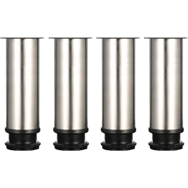 4 x justerbare ben 150mm høyde polstrede skapben bordben møbelben børstet rustfritt stål justerbar høyde 0-15mm