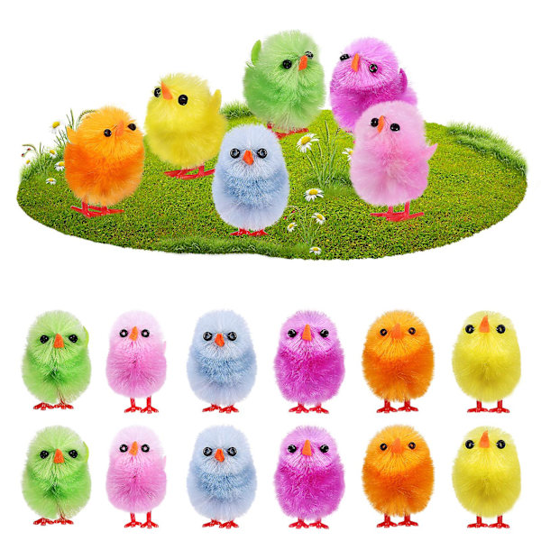 18 stk. Påske Mini Kyllinger Fuzzy Kyllinger Fluffy Påske Kyllinger Falske Påske Kyllinger Påske Kyllinger Dekorationer