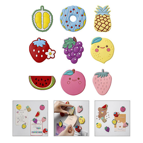 9 stk. Tegneserie Frugter Magnetiske Stereo Køleskabsmagneter Whiteboard Magneter Kontor Besked Magnet