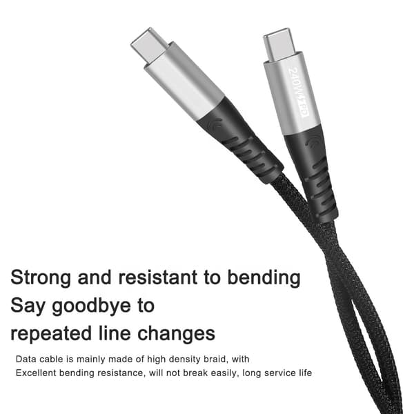 Premium 1 m punottu 48 V 5 A USB Type-C - USB Type-C PD 240 W pikalataus USB-C -datakaapeli【COPL】