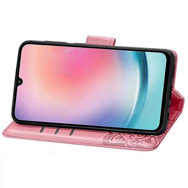 Samsung Galaxy A25 5G Fodral Läder Stor Fjäril Rosa