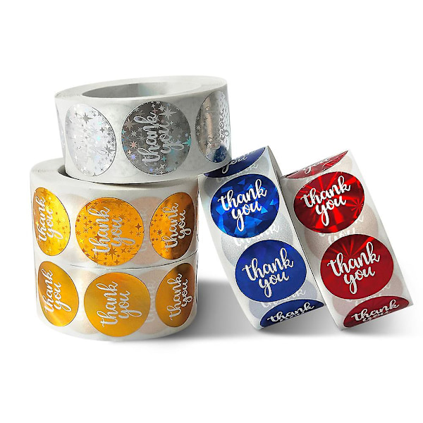 Blå Tack Stickers med Vit Text (Blå)