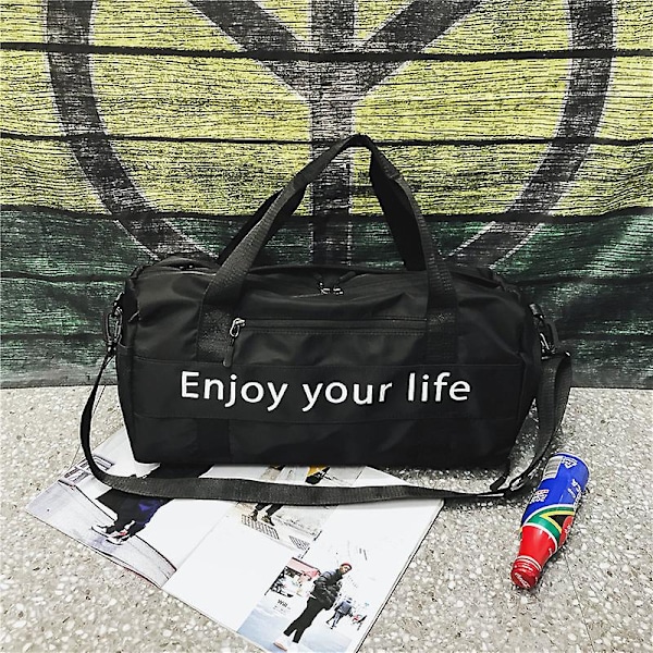 Sports Fitness Taske til Mænd/Kvinder med Våd Rum & Sko Rum/Rejsetaske/Enkelt skulder/Crossbody/Holdbar/Vandtæt (1 stk. - sort)