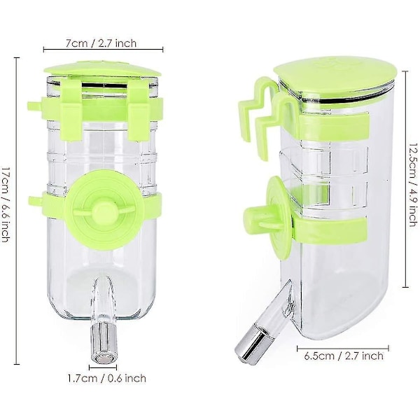 Distinkt Stil Kanin Vattenflaska Ingen Dropp 350ml/12oz Hundbur Vattenbehållare Hängande Husdjursbur Vattenflaskor - Grön (shikai)