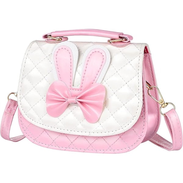 Flickors Crossbody-väska, Söt Glitterkanin Axelväska Regnbåge Myntbörs Messenger Väska för Kvinnor Flickor, Läder Myntbörs Handväska (Rosa)