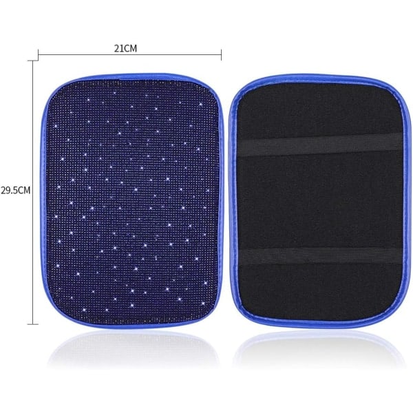 Bilarmstödsöverdrag för dammode, mjuk sammet och diamantdesign glitter strass auto mittkonsolskydd
