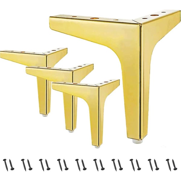 7-tums ben för triangelmöbler, Acsergery En set med 4 moderna metalldiamanttriangelfötter, DIY-guldgåva