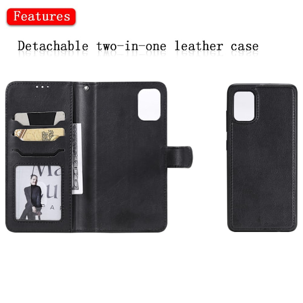 Samsung Galaxy A51 - 2i1 Magnetisk Skal / Pung Etui - Sort Black Svart