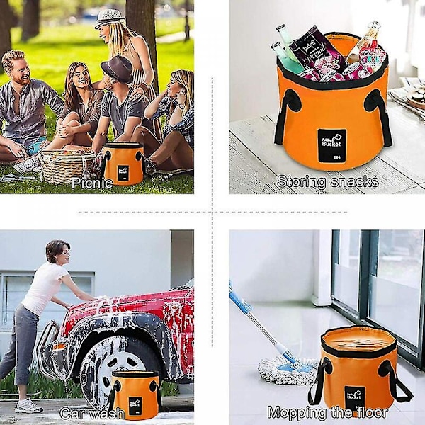20l Vikbar Hink - Bärbar Vikbar Hink Vattenbärare Tvätthink För Camping Vandring Fiske Resa Orange