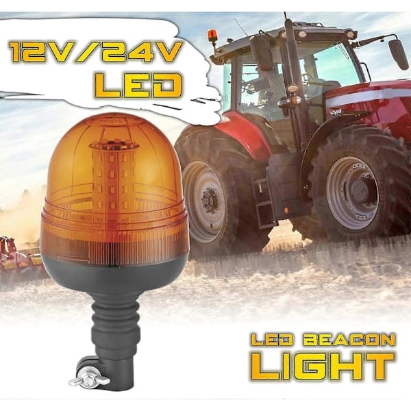 {PL}LED Rundtlys Orange Med Magnetfod, Blinkende Lampe