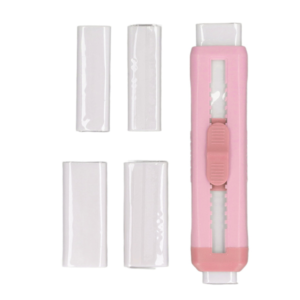 Double-sided Push-Pull Eraser, Portable ABS Shell, Retractable Eraser, School Supplies for Students, Pink
