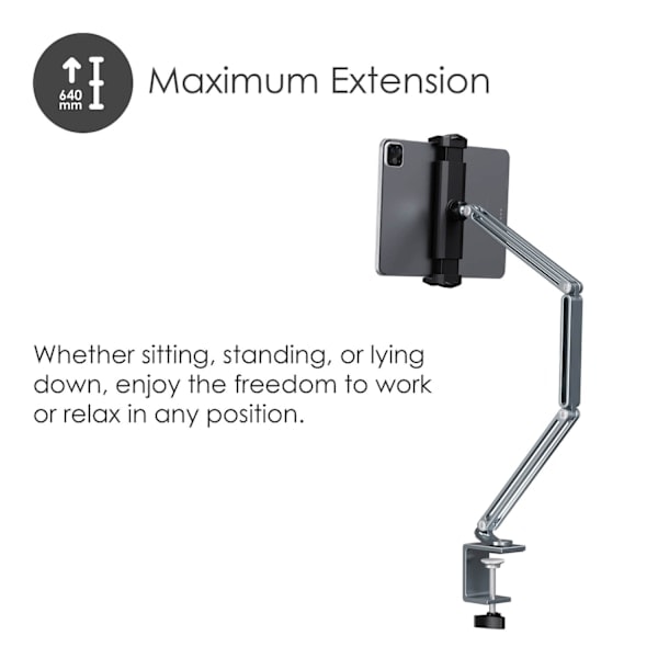 DESIRE2 Flex Arm -tablettiteline jopa 12,9\" hopea