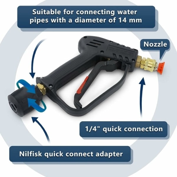 4000 PSI Painepesupistooli letkulla M22 14MM -liitäntä, Nilfisk-pikaliitin, autonpesupistoolipaneeli autonpesun puhdistustyökaluille