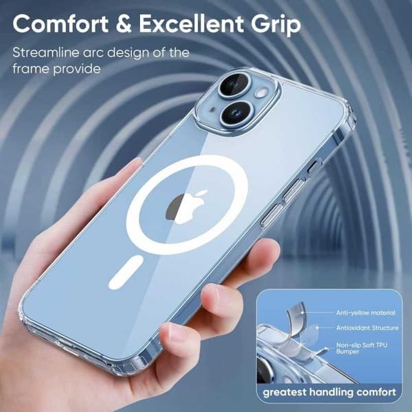 iPhone 15 Plus Transparent Shock-Absorbing Case MagSafe Compatible