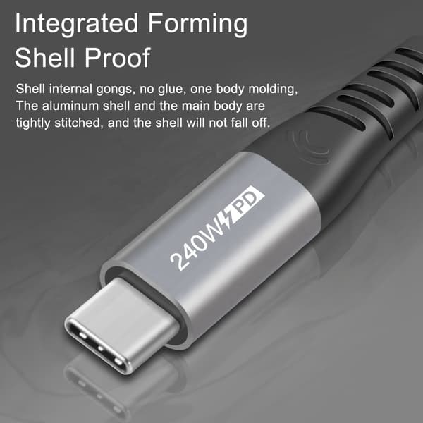 Premium 1m flettet 48V 5A USB Type-C til USB Type-C PD 240W hurtiglading USB-C datakabel【COPL】