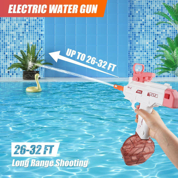 Elektrisk vandpistol, kraftfulde automatiske vandpistoler op til 9,75 meter lang rækkevidde, store kapacitets sprøjtepistoler, til pool strandfest