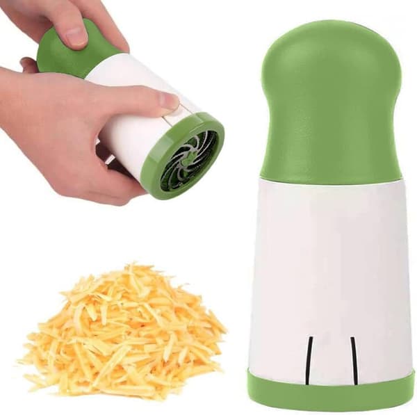Håndholdt roterende urtehakker og osteriver, manuel kværn i rustfrit stål til krydderier (grøn) Multi-functional cilantro cutter