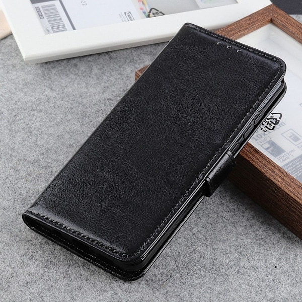 Samsung Galaxy S21 Plus - Retro Nahkakotelo - Musta Black Musta