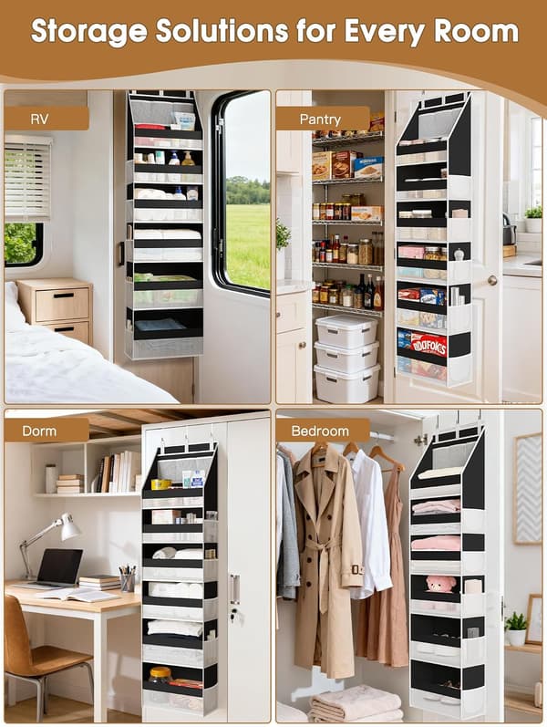 Hængende Dør Organizer - 6 Rum - 13 Netrum - Sort
