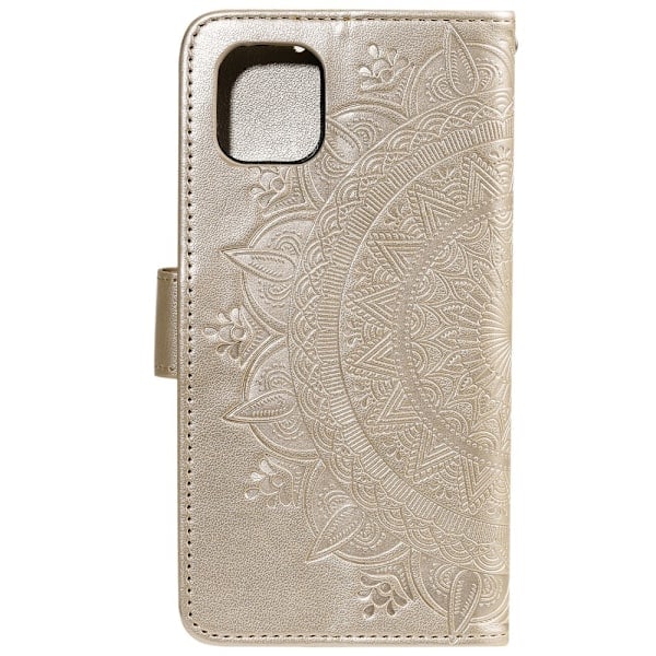 iPhone 13 - Trykt Mandala Læder Etui - Guld