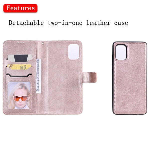 Compatible with Samsung Galaxy A51 5G - 2-in-1 Magnetic Case / Wallet Case - Rose Gold