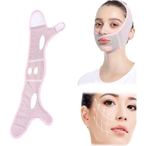 Sömnmask, återanvändbar V-formad ansiktsmask, dubbelhakreducerare, V-formad lyftmask, ansiktslyftande hakrem