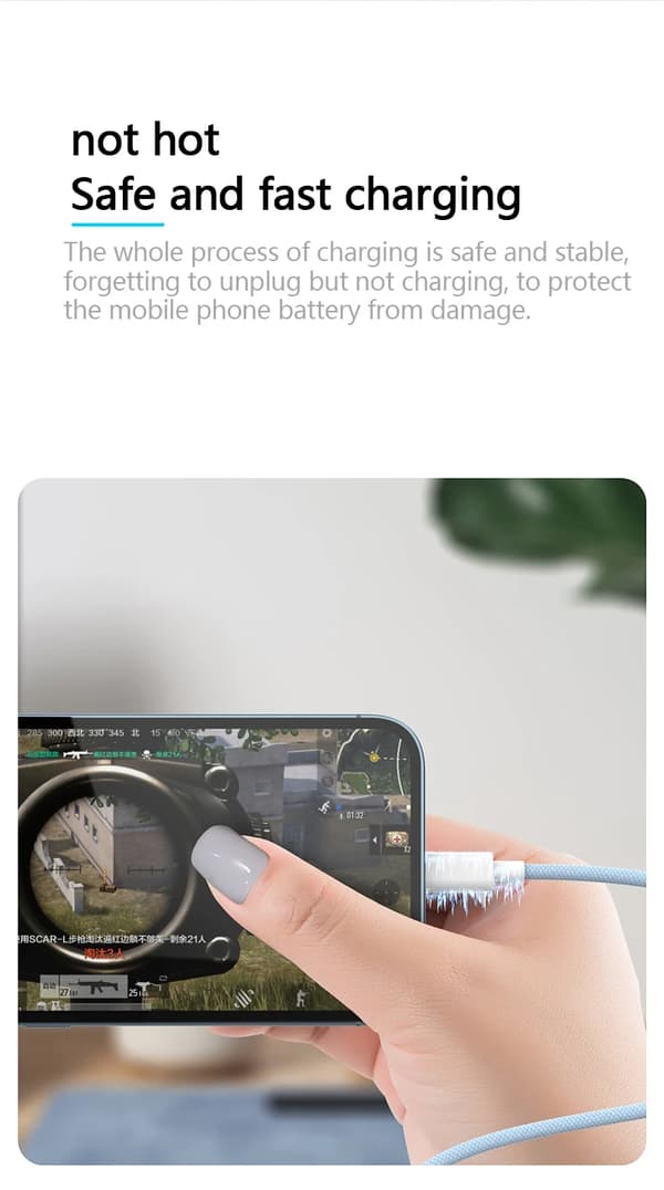 20W USB-C PD-kabel för iPhone 14 13 12 11 Pro Max Xs 8 Plus iPad 3A Datakabel för iPhone Typ-C Datakabel lila