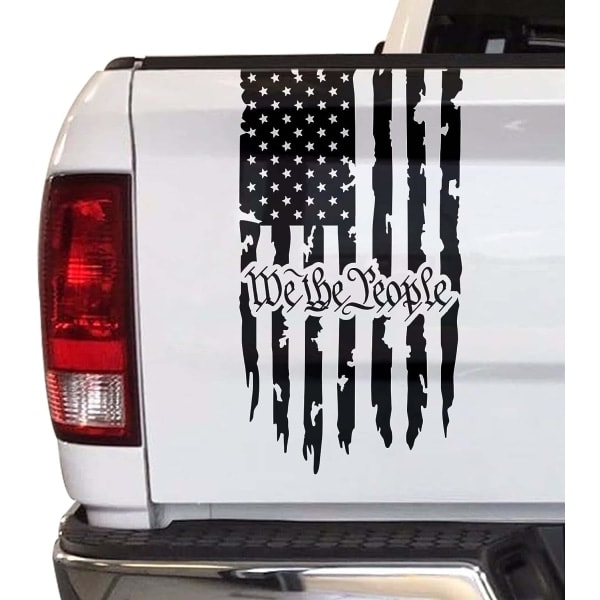 We The People Sliten Amerikansk USA Flagga Lastbils Baklucka Vinyl Dekal Inledning till USA:s Konstitution Dekal Kompatibel