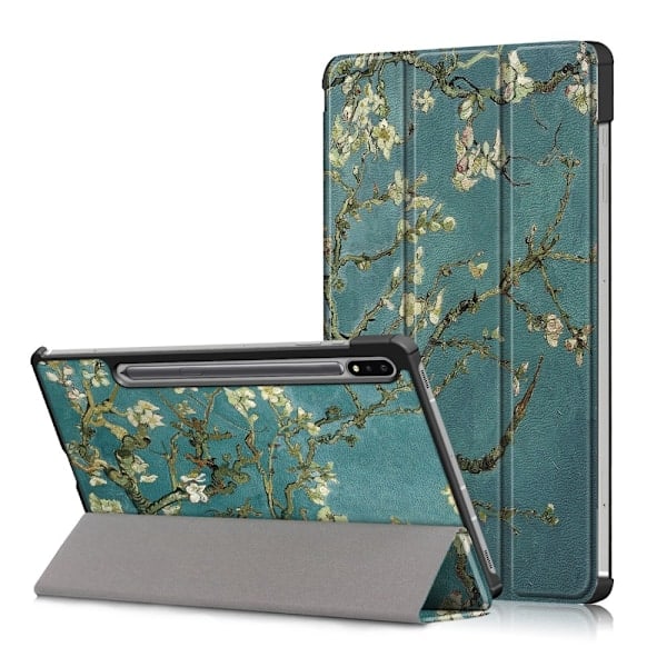 Galaxy Tab S7 FE/S7 Plus/S8 Plus Kolminkertainen nahkakotelo Persikankukka Persikankukka