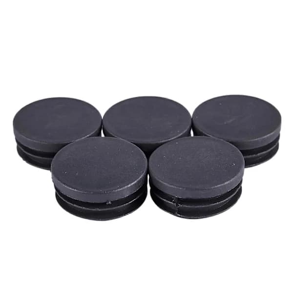 {PL} Plastlåg 40mm Runde Rørindsatser, 5 stk. Sort