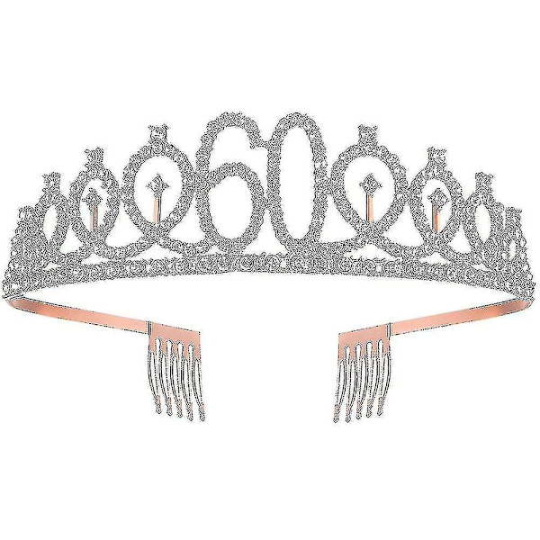 60-årsdag Skjerf og Tiara, Rosegull Bursdag Skjerf Krone 60 & Fabulous Skjerf og Tiara for Kvinner