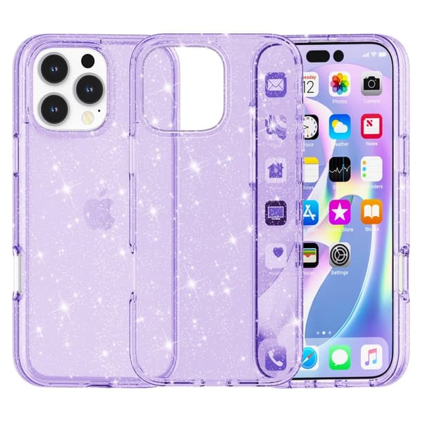 iPhone 16 Pro Deksel Glitter Lilla