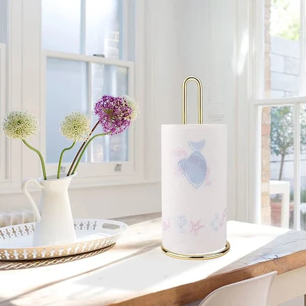{PL}Papirhåndkleholder, Rustfritt Stål Frittstående Vertikal Papirhåndkledispenser (Gull)