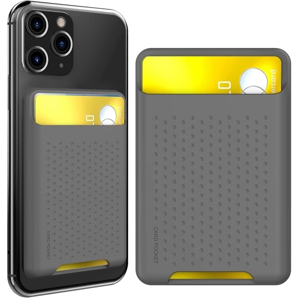 Telefon Kredittkortholder Stick On, Slim Telefon Lommebok Sterkt Lim Silikon Kortlomme Sleeve