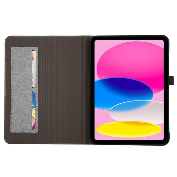 Apple iPad 10.9 2022 Sammenleggbart etui kortholder Stofftekstur - Grå