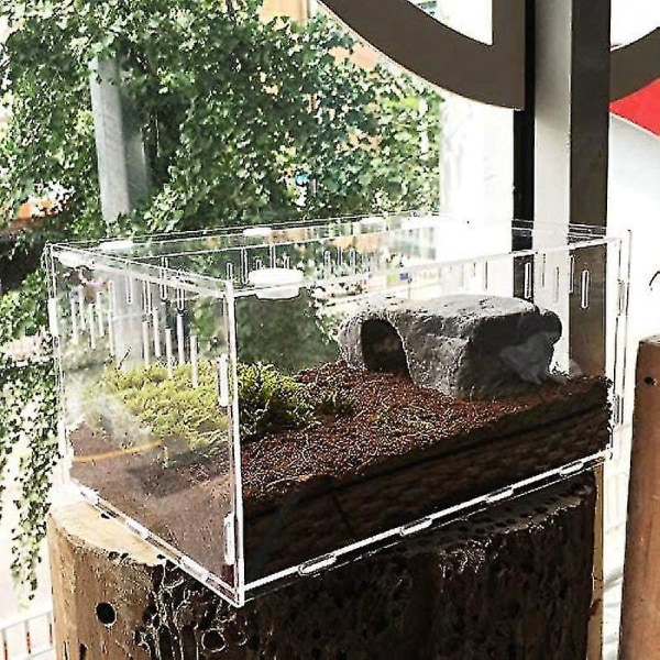 Mini Terrarium Transport Box, Akryl Reptil Matning Box, Portabel Reptil Breeding Box Transparent Reptil Breeding Case